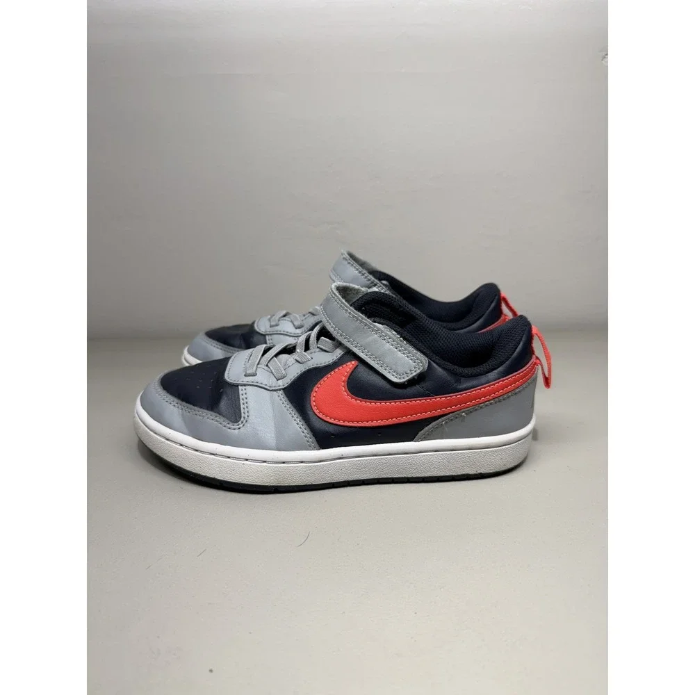 Nike Court Borough Low Recraft Smoke Grey/Bright Crimson DV5457 003 Kids Sz 1.5